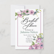 Inbjudan till blommigt av lila vattenfärg