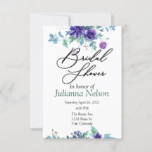 Inbjudan till blommigt av lila vattenfärg