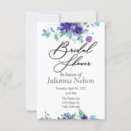 Inbjudan till blommigt av lila vattenfärg