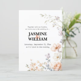 🤍 inbjudan till Blommigt av minimalistisk Neutral