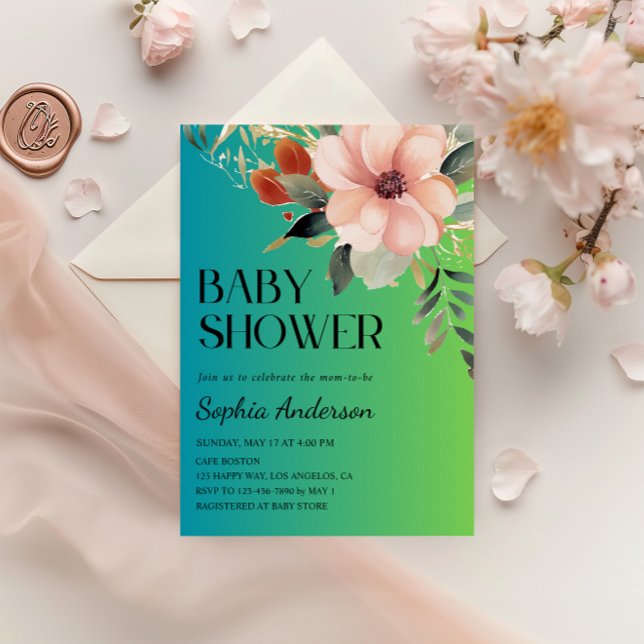 Inbjudan till Blommigt av övertoning för babyvisni (Skapare uppladdad)