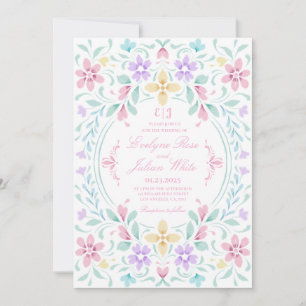 Inbjudan till Blommigt av pastel Watercolor-bröllo
