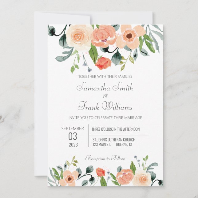 Inbjudan till Blommigt av Rustic Terracotta Waterc (Framsida)