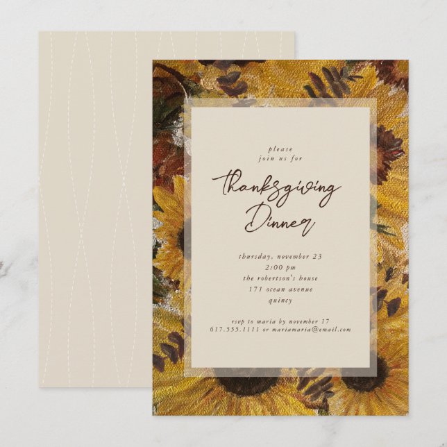 Inbjudan till Blommigt av thanksgivingens innerväg (Fram/baksida)