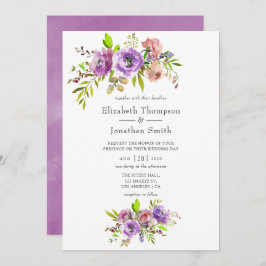 Inbjudan till Blommigt av vattenfärg i vår bröllop