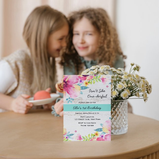 Inbjudan till Blommigt av vattenfärg på födelsedag (Skapare uppladdad)