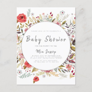 Inbjudan till blommigt Baby Shower Flicka