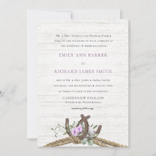 Inbjudan till blommigt Beach Driftwood Wedding