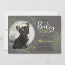 Inbjudan till blommigt Black Panther Jungle Baby S