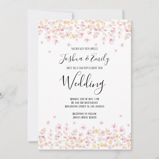 Inbjudan till blommigt Boho Summer Bohemian Weddin (Framsida)