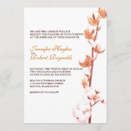 Inbjudan till blommigt bomullsbröllop