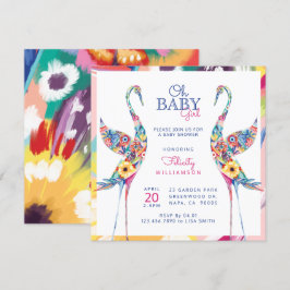 Inbjudan till Blommigt Botanical Stork Flicka Show