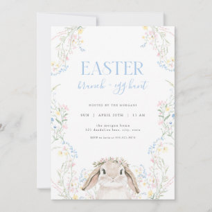 Inbjudan till blommigt Bunny Påsk Brunch & Egg Hun