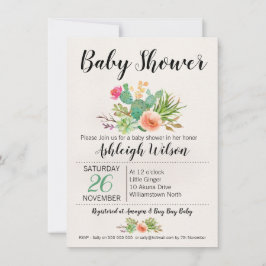Inbjudan till blommigt Cactus Baby Shower