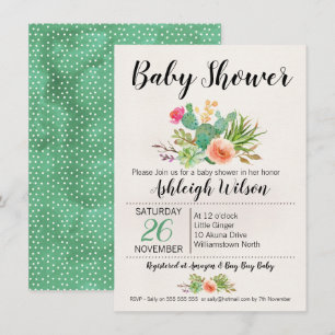Inbjudan till blommigt Cactus Baby Shower