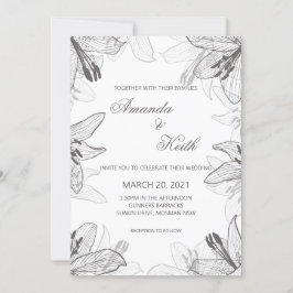 Inbjudan till blommigt Classic Black & White Weddi