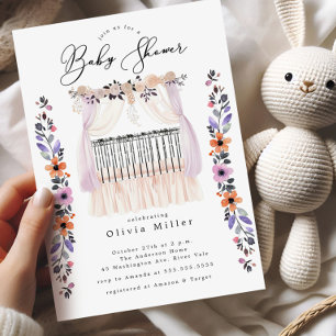 Inbjudan till blommigt Crib Baby Shower