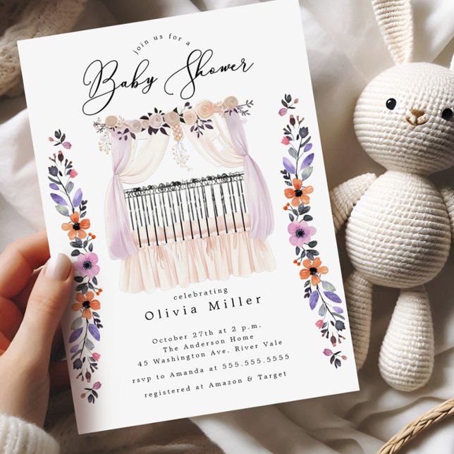 Inbjudan till blommigt Crib Baby Shower (Skapare uppladdad)