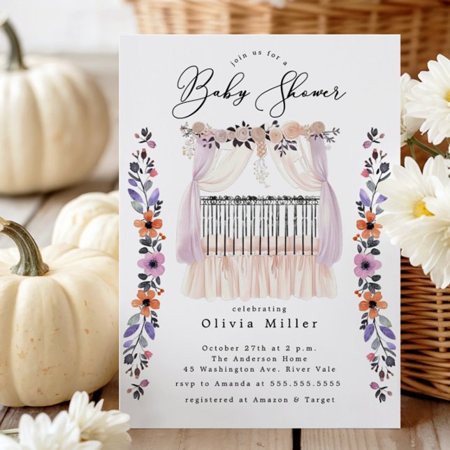 Inbjudan till blommigt Crib Baby Shower (Skapare uppladdad)
