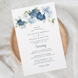 Inbjudan till blommigt Dusty Blue Botanical Weddin