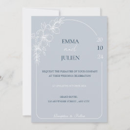 Inbjudan till blommigt Dusty Blue Wedding