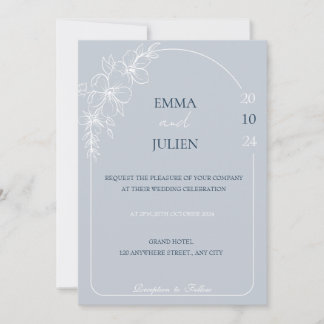 Inbjudan till blommigt Dusty Blue Wedding