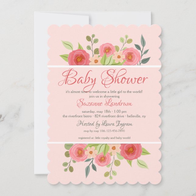 Inbjudan till blommigt Fantasy Baby Shower (Framsida)