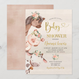 Inbjudan till blommigt Farm Girl Baby Shower