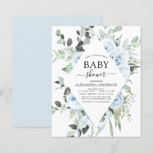 Inbjudan till Blommigt för budgetblått babyblått b