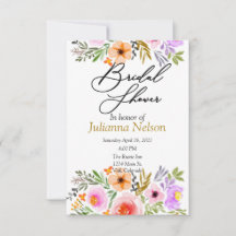 Inbjudan till blommigt för orange och lila av vatt