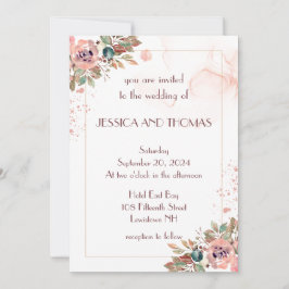 Inbjudan till blommigt för romsk vattenfärg