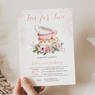 Inbjudan till Blommigt för tea 2:a födelsedagen