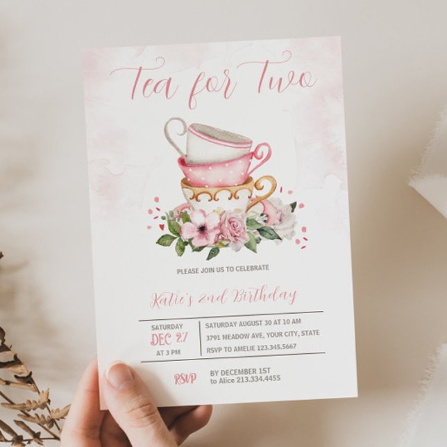 Inbjudan till Blommigt för tea 2:a födelsedagen (Skapare uppladdad)