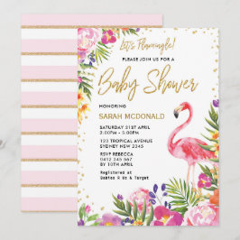 Inbjudan till Blommigt för Tropical Flamingo Baby 