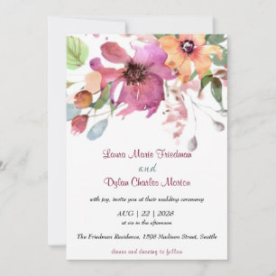 Inbjudan till blommigt, Fuchsia och Orange Flowers