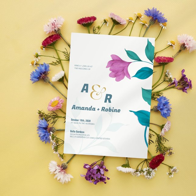 Inbjudan till blommigt Garden Watercolor Wedding (Skapare uppladdad)