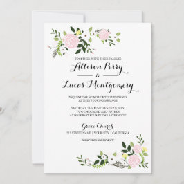 Inbjudan till blommigt Garden Wedding - vit