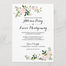 Inbjudan till blommigt Garden Wedding - vit