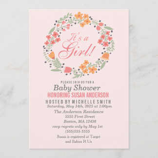 Inbjudan till blommigt Girl Baby Shower