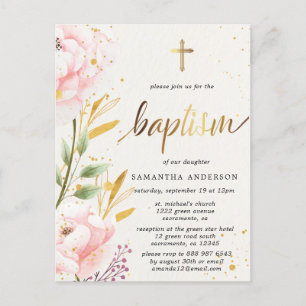 Inbjudan till blommigt Girl Baptism