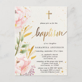 Inbjudan till blommigt Girl Baptism