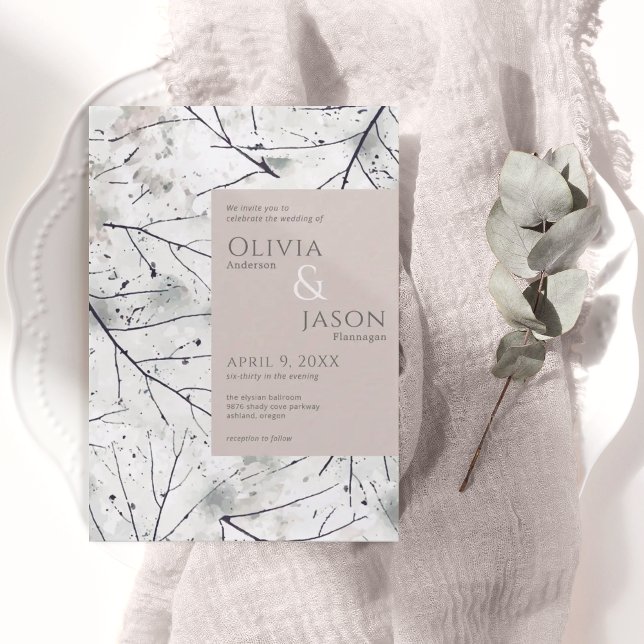  inbjudan till blommigt Grått Watercolor- (Skapare uppladdad)