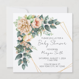 Inbjudan till blommigt Greenery Geometric Baby Sho