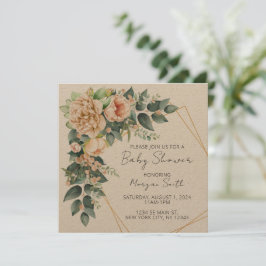 Inbjudan till blommigt Greenery Geometric Baby Sho