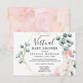 Inbjudan till blommigt Grey Virtuell Baby Shower