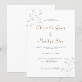 Inbjudan till blommigt Grey Wedding