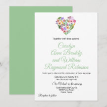 Inbjudan till blommigt Heart-bröllop