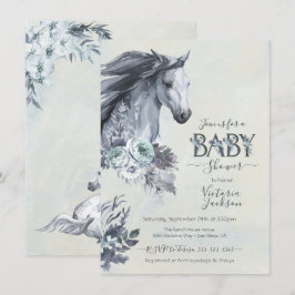 Inbjudan till blommigt Horse Ranch Baby Shower