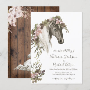 Inbjudan till blommigt Horse Ranch-bröllop