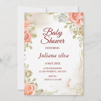 Inbjudan till blommigt Kön Neutral Baby Shower